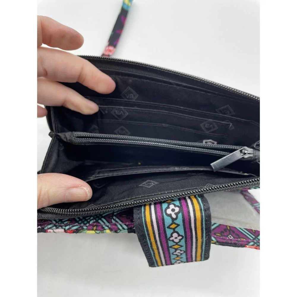 Vera Bradley Black Floral Wristlet Wallet - Picture 2 of 5
